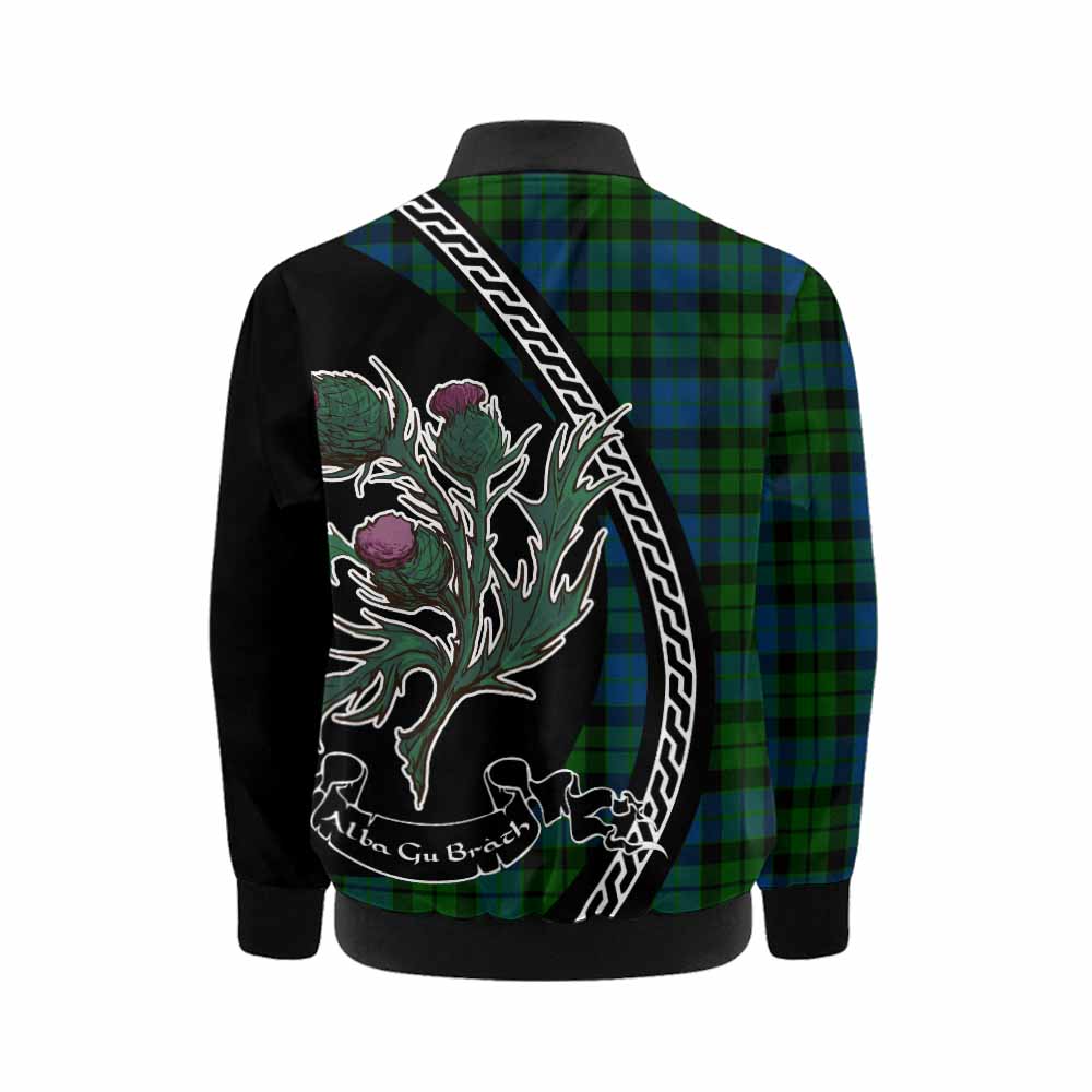 MacKie (McKie) Family Crest Tartan Kid Bomber Jacket Alba Thistle Inspired - Tartan Vibes Clothing