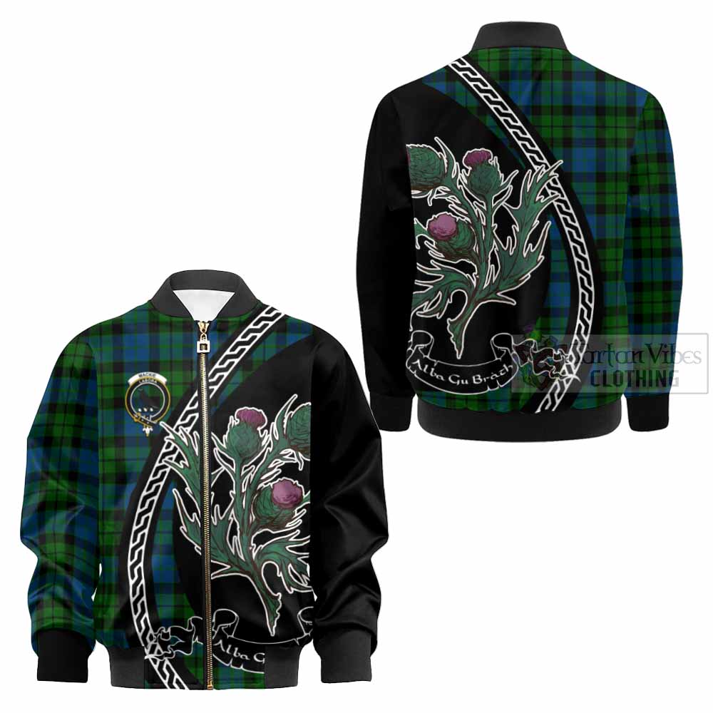 MacKie (McKie) Family Crest Tartan Kid Bomber Jacket Alba Thistle Inspired - Tartan Vibes Clothing
