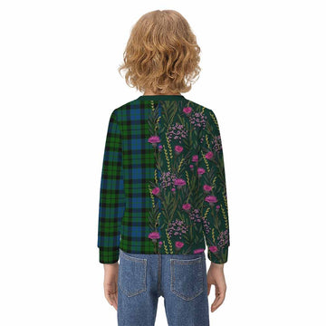 MacKie (McKie) Family Crest Tartan Kid Knitted Sweatshirt Scottish Thistle Flower Pattern Half Style - Tartan Vibes Clothing