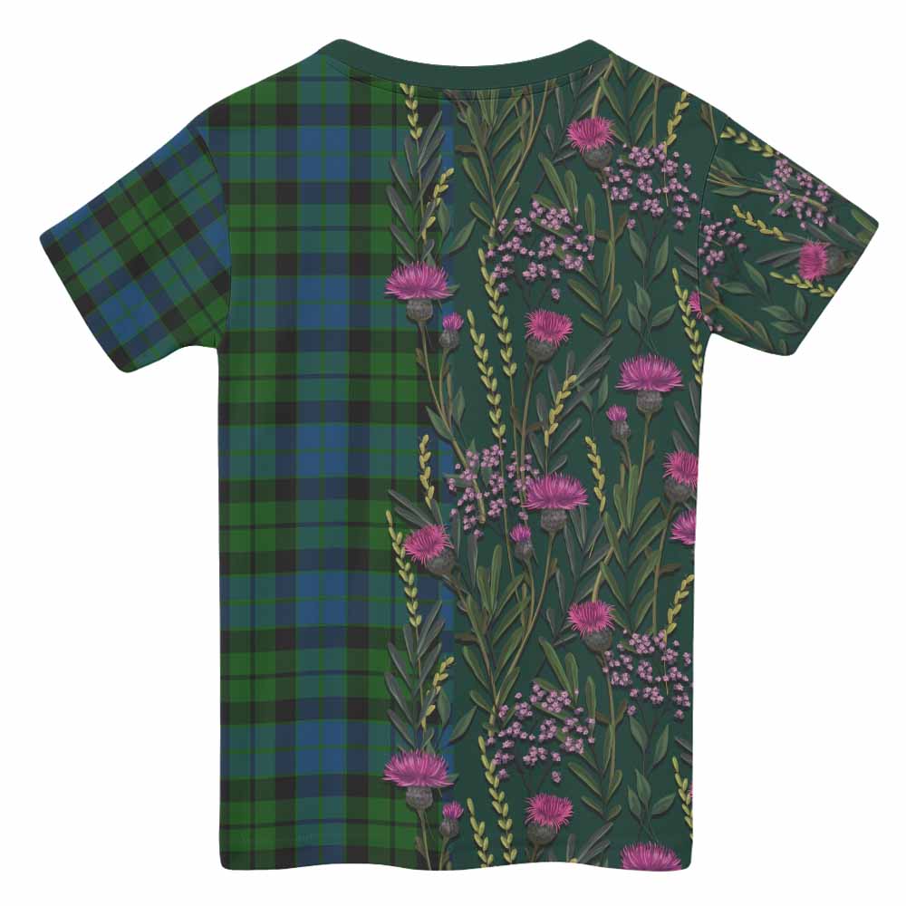 MacKie (McKie) Family Crest Tartan Kid T-shirt Scottish Thistle Flower Pattern Half Style - Tartan Vibes Clothing