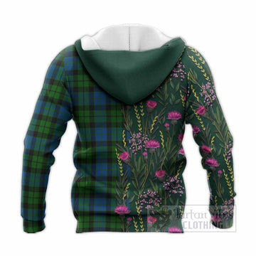 MacKie (McKie) Family Crest Tartan Knitted Hoodie Scottish Thistle Flower Pattern Half Style