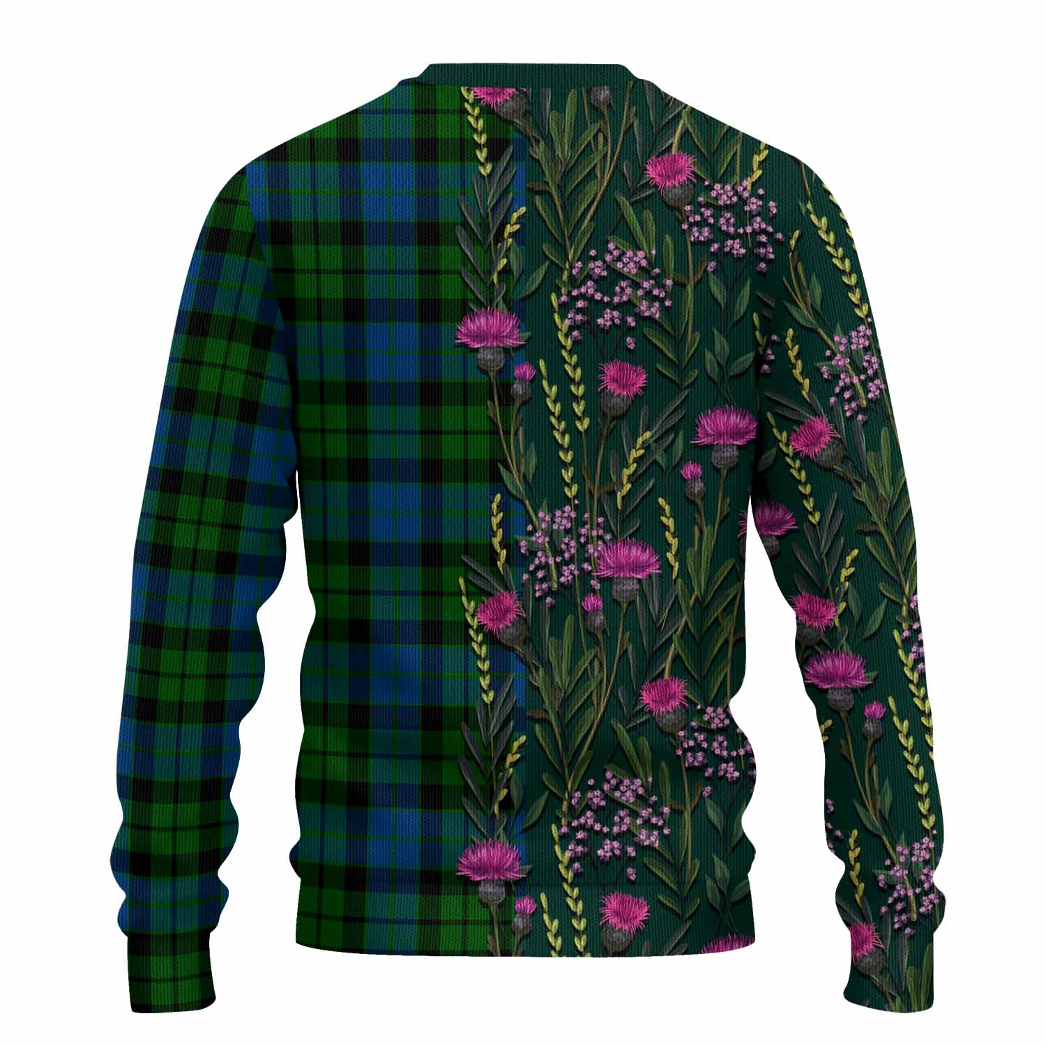 MacKie (McKie) Family Crest Tartan Knitted Sweater Scottish Thistle Flower Pattern Half Style - Tartan Vibes Clothing