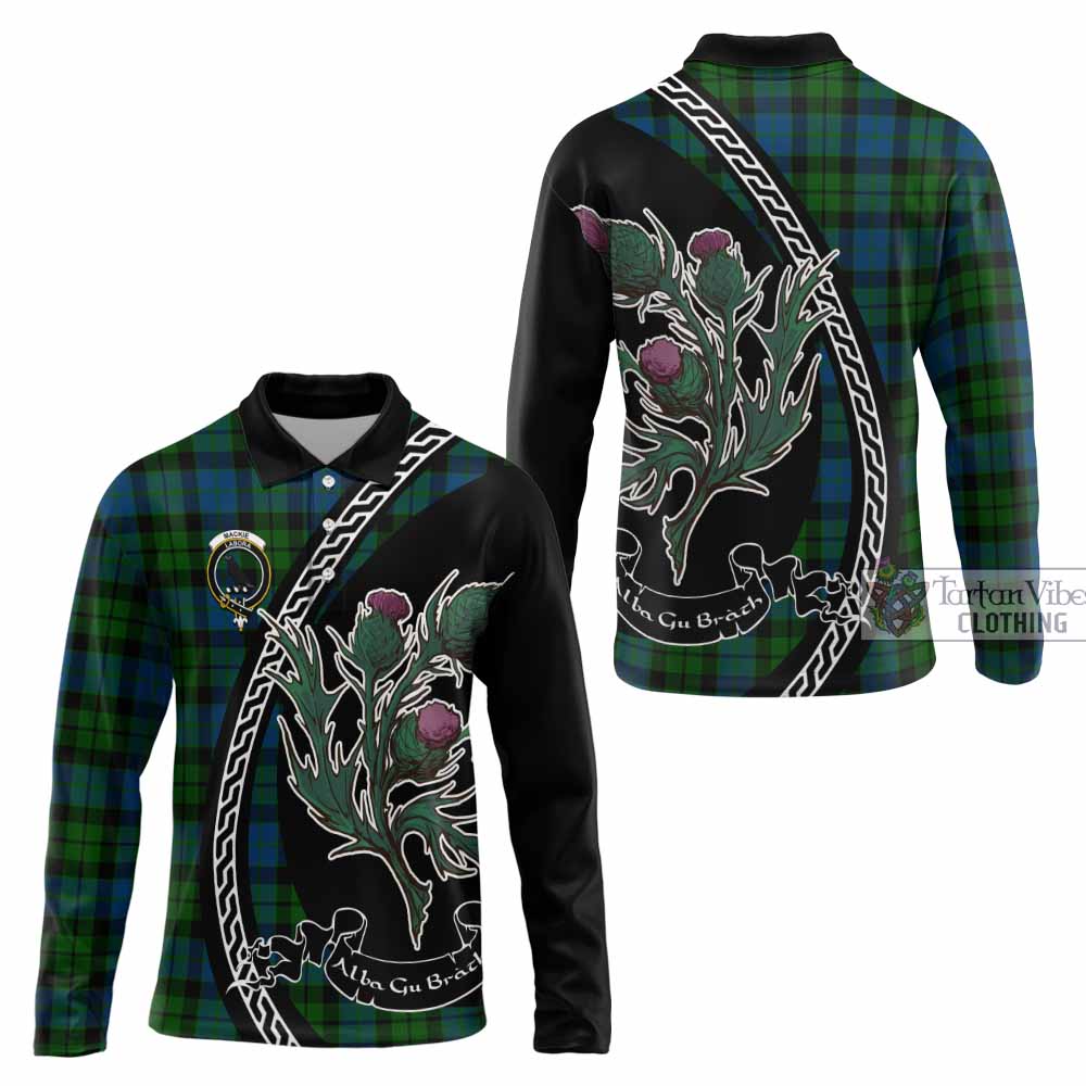 MacKie (McKie) Family Crest Tartan Long Sleeve Polo Shirt Alba Thistle Inspired - Tartan Vibes Clothing
