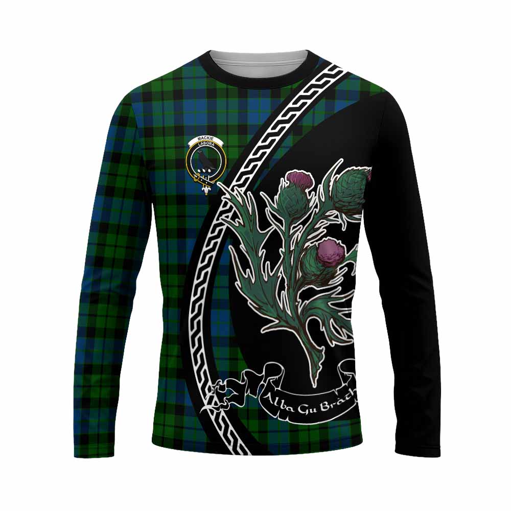 MacKie (McKie) Family Crest Tartan Long Sleeve T-Shirt Alba Thistle Inspired - Tartan Vibes Clothing