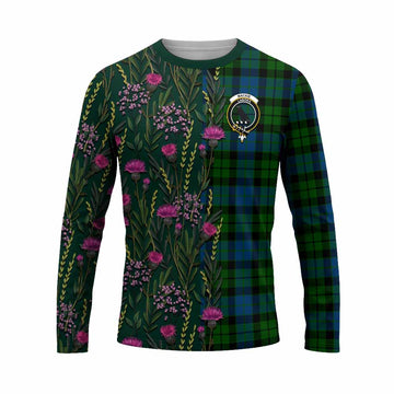 MacKie (McKie) Family Crest Tartan Long Sleeve T-Shirt Scottish Thistle Flower Pattern Half Style - Tartan Vibes Clothing
