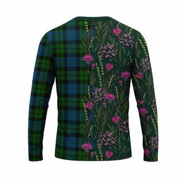 MacKie (McKie) Family Crest Tartan Long Sleeve T-Shirt Scottish Thistle Flower Pattern Half Style - Tartan Vibes Clothing