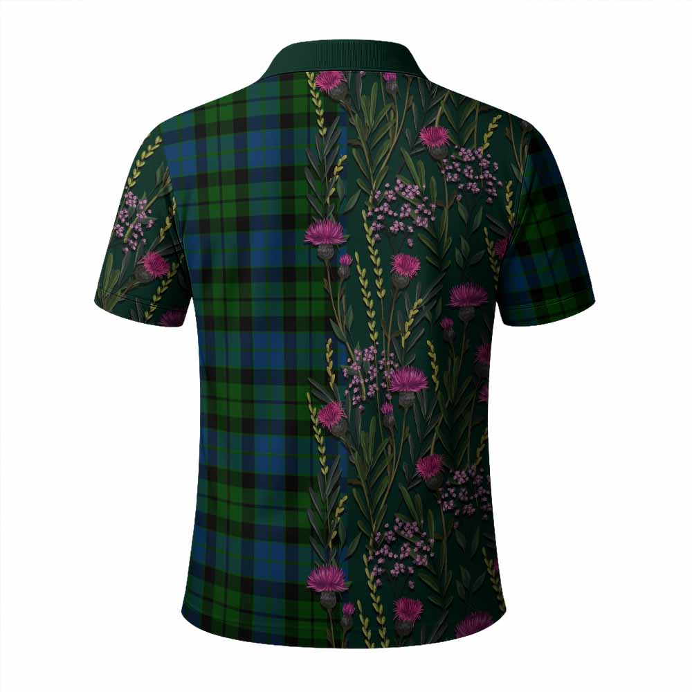 MacKie (McKie) Family Crest Tartan Polo Shirt Scottish Thistle Flower Pattern Half Style - Tartan Vibes Clothing