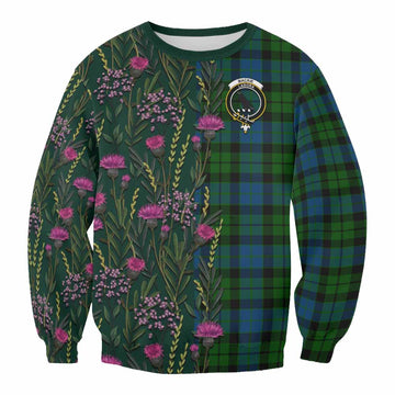 MacKie (McKie) Family Crest Tartan Sweatshirt Scottish Thistle Flower Pattern Half Style