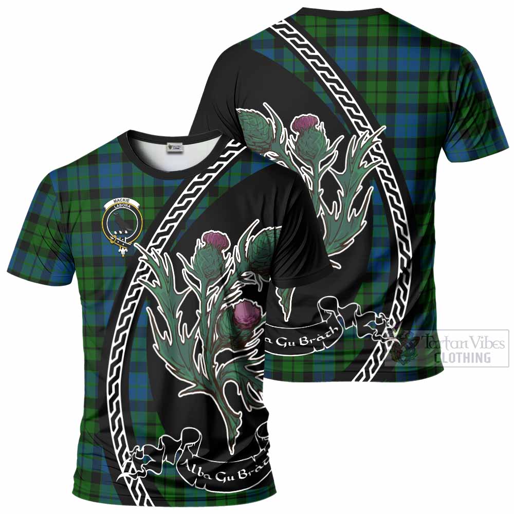 MacKie (McKie) Family Crest Tartan T-Shirt Alba Thistle Inspired - Tartan Vibes Clothing