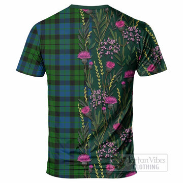 MacKie (McKie) Family Crest Tartan T-Shirt Scottish Thistle Flower Pattern Half Style - Tartan Vibes Clothing