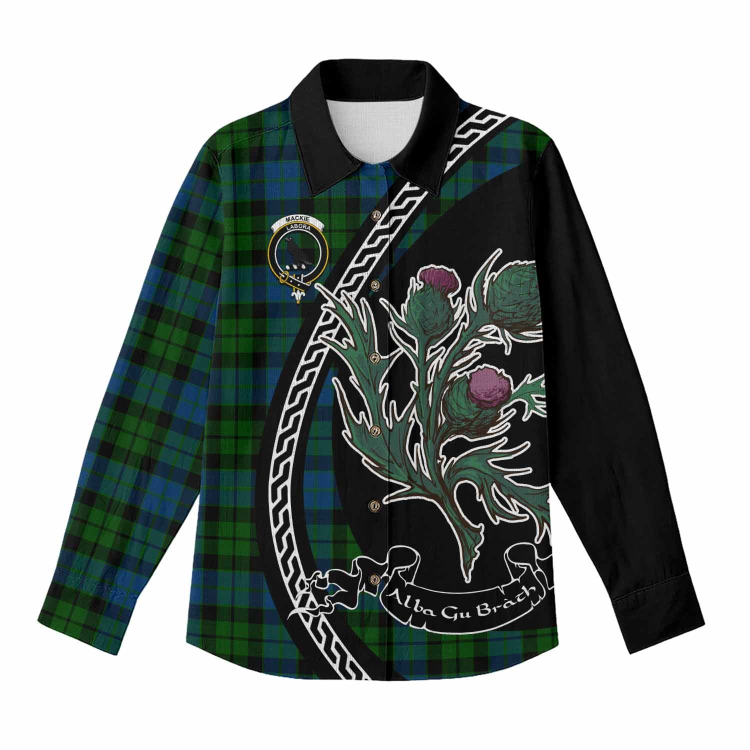 MacKie (McKie) Family Crest Tartan Women Casual Shirt Alba Thistle Inspired - Tartan Vibes Clothing
