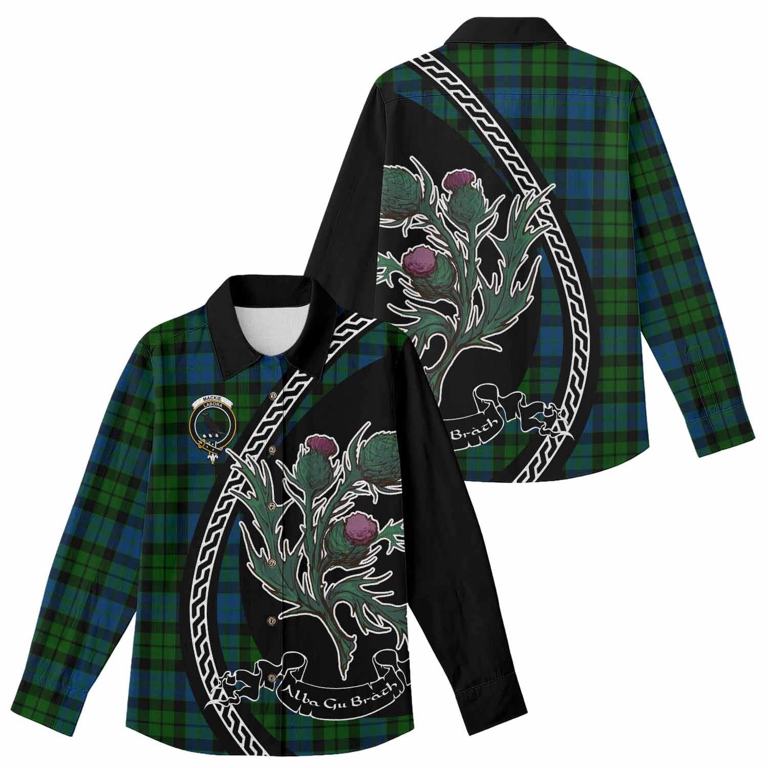 MacKie (McKie) Family Crest Tartan Women Casual Shirt Alba Thistle Inspired - Tartan Vibes Clothing