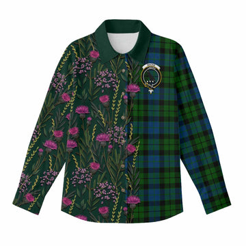 MacKie (McKie) Family Crest Tartan Women Casual Shirt Scottish Thistle Flower Pattern Half Style - Tartan Vibes Clothing