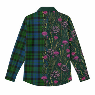 MacKie (McKie) Family Crest Tartan Women Casual Shirt Scottish Thistle Flower Pattern Half Style - Tartan Vibes Clothing