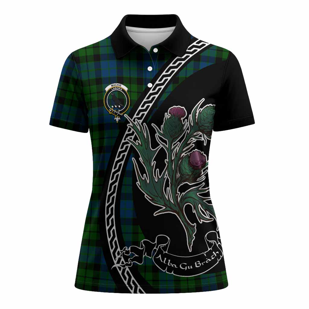MacKie (McKie) Family Crest Tartan Women Polo Shirt Alba Thistle Inspired - Tartan Vibes Clothing