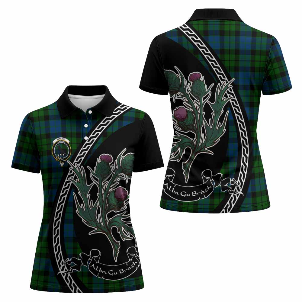MacKie (McKie) Family Crest Tartan Women Polo Shirt Alba Thistle Inspired - Tartan Vibes Clothing