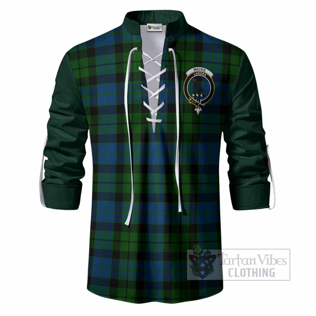 MacKie (McKie) Tartan Accent Ghillie Shirt with Family Crest