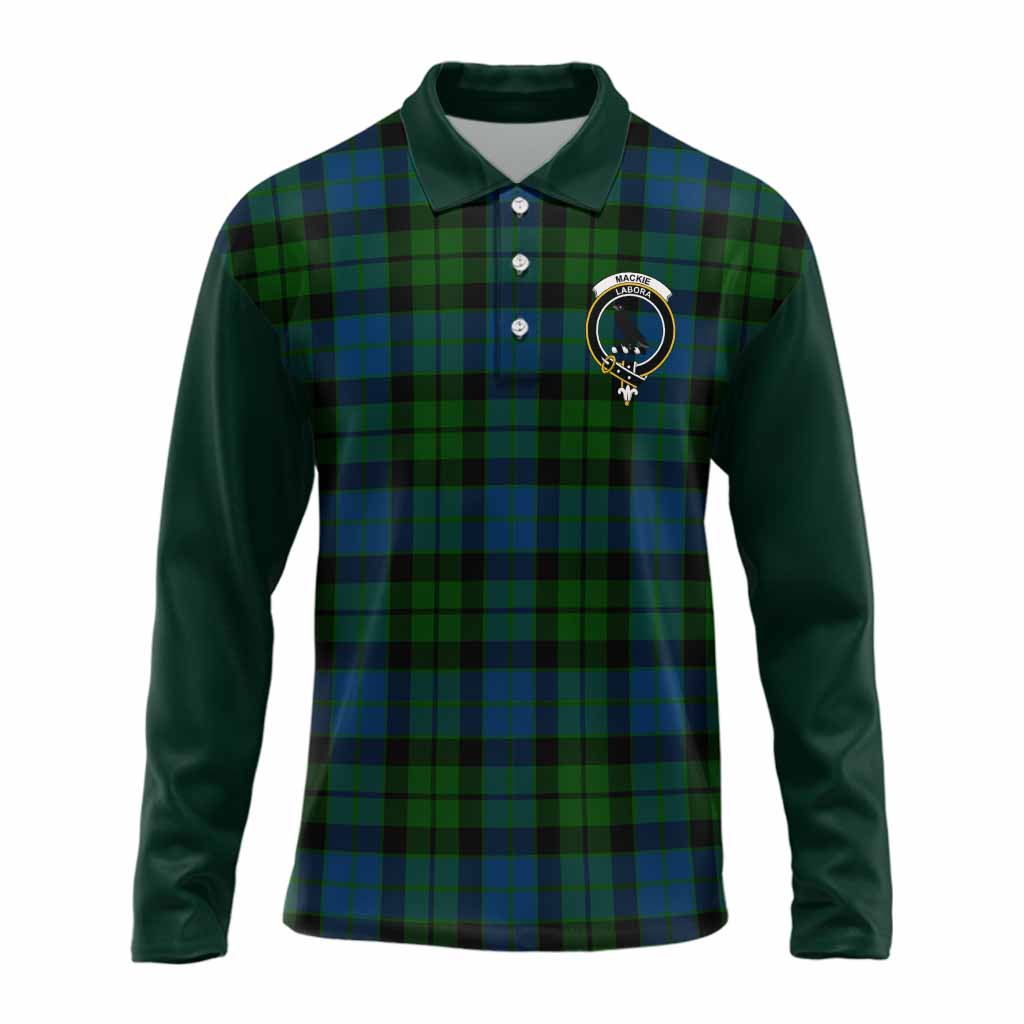 MacKie (McKie) Tartan Accent Long Sleeve Polo Shirt with Family Crest