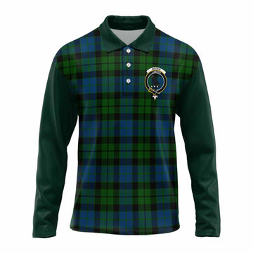 MacKie (McKie) Tartan Accent Long Sleeve Polo Shirt with Family Crest
