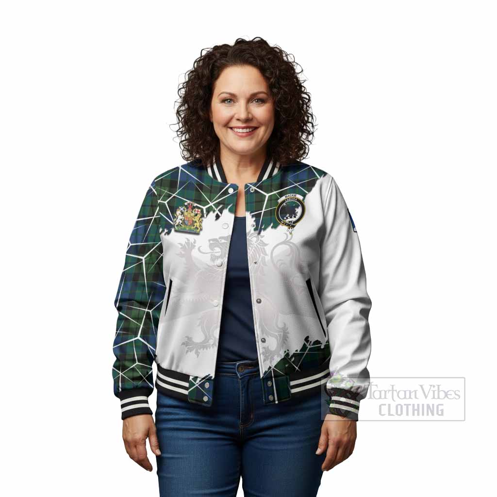 MacKie (McKie) Tartan Baseball Jacket with Family Crest and Lion Rampant Grunge Style