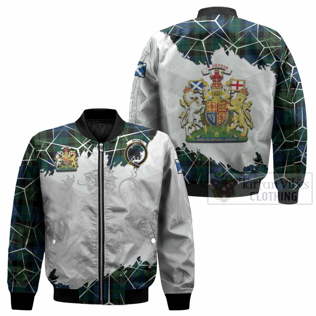MacKie (McKie) Tartan Bomber Jacket with Family Crest and Lion Rampant Grunge Style