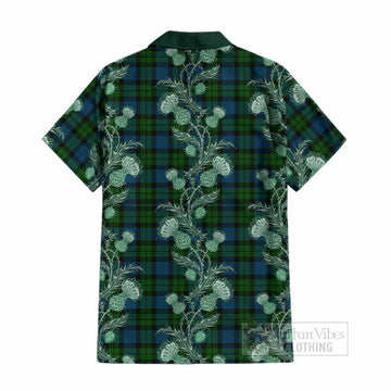 MacKie (McKie) Tartan Cotton Hawaiian Shirt Seamless Scottish Thistle Flowers