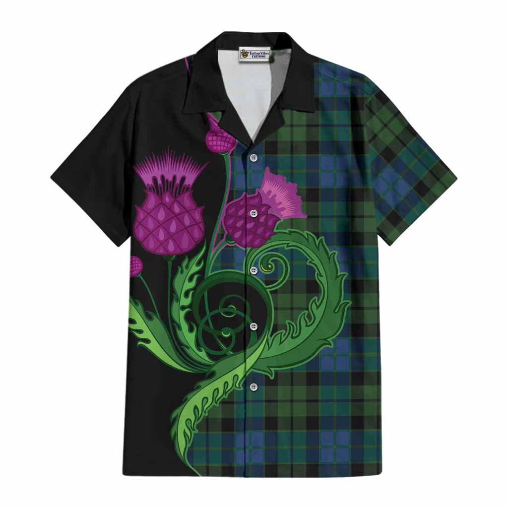 MacKie (McKie) Tartan Cotton Hawaiian Shirt Traditional Scottish Thistle