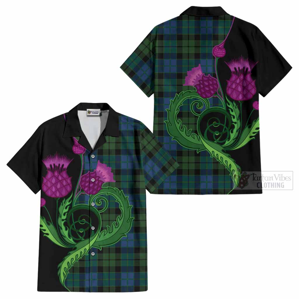 MacKie (McKie) Tartan Cotton Hawaiian Shirt Traditional Scottish Thistle