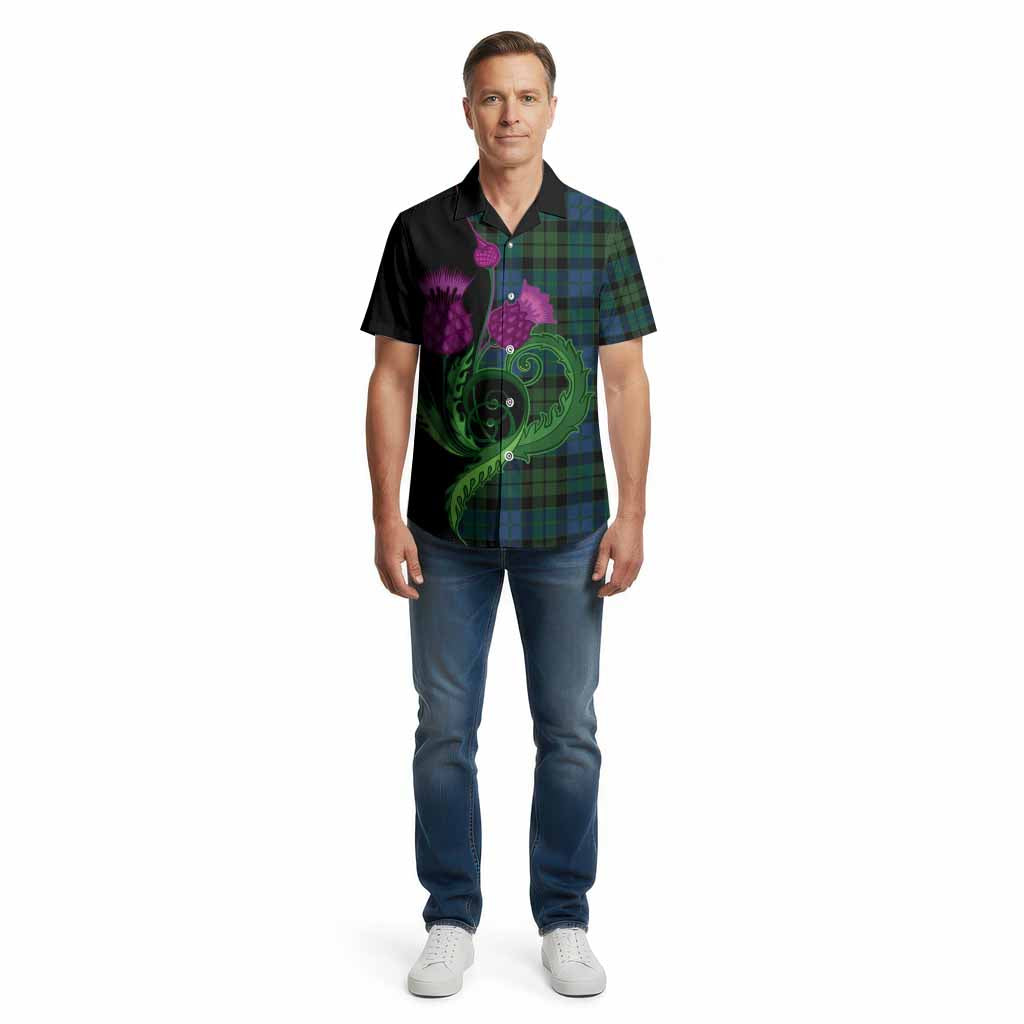 MacKie (McKie) Tartan Cotton Hawaiian Shirt Traditional Scottish Thistle