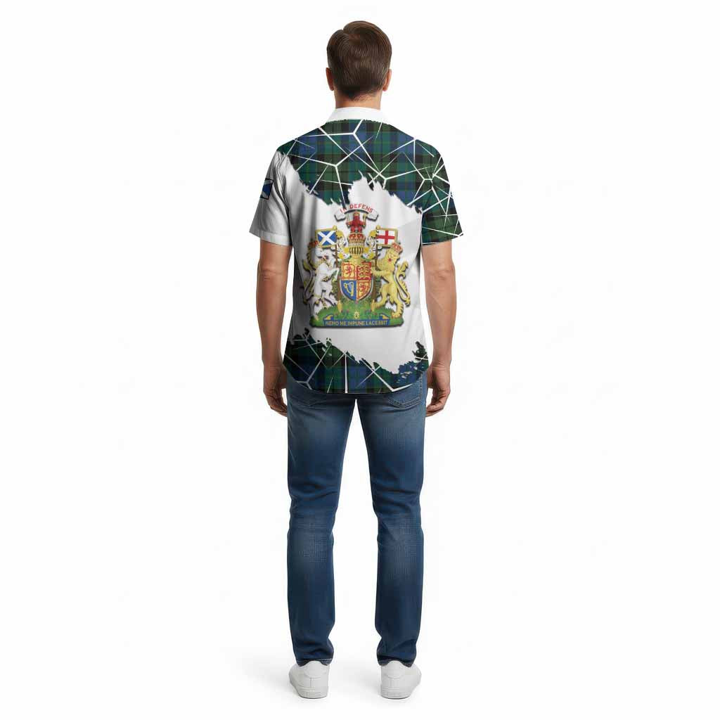 MacKie (McKie) Tartan Cotton Hawaiian Shirt with Family Crest and Lion Rampant Grunge Style