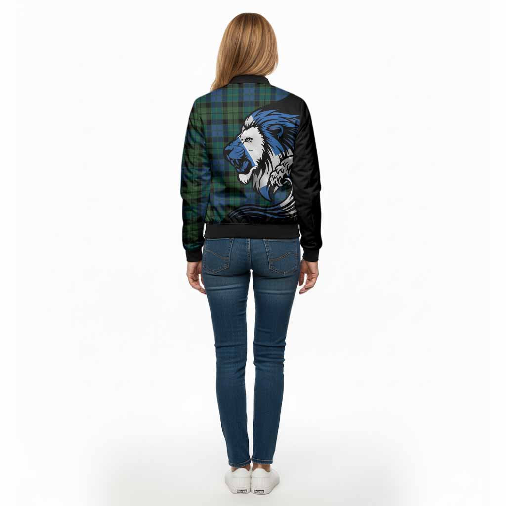 MacKie (McKie) Tartan Crest Bomber Jacket Scottish Golden Lions Wave Flow