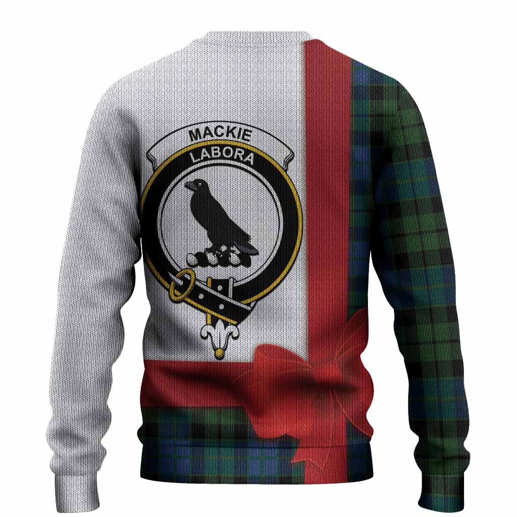 MacKie (McKie) Tartan Crest Christmas Christmas Ugly Sweater Highland Cow Bagpipes Coquette Bow Style