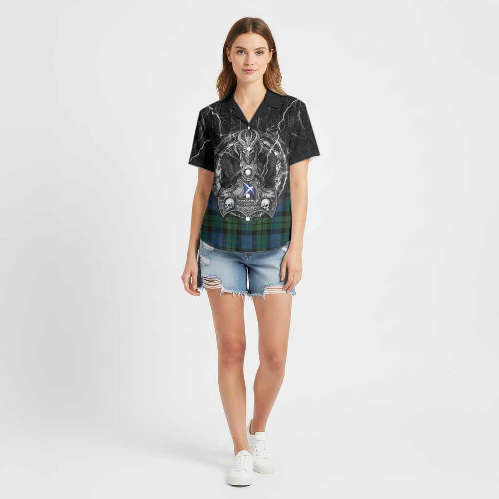 MacKie (McKie) Tartan Crest Cotton Hawaiian Shirt Celtic Odin's Raven Legacy