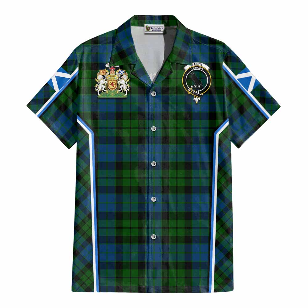 MacKie (McKie) Tartan Crest Cotton Hawaiian Shirt Scotland Coat of Arm Flag Style - Tartan Vibes Clothing