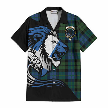 MacKie (McKie) Tartan Crest Cotton Hawaiian Shirt Scottish Golden Lions Wave Flow