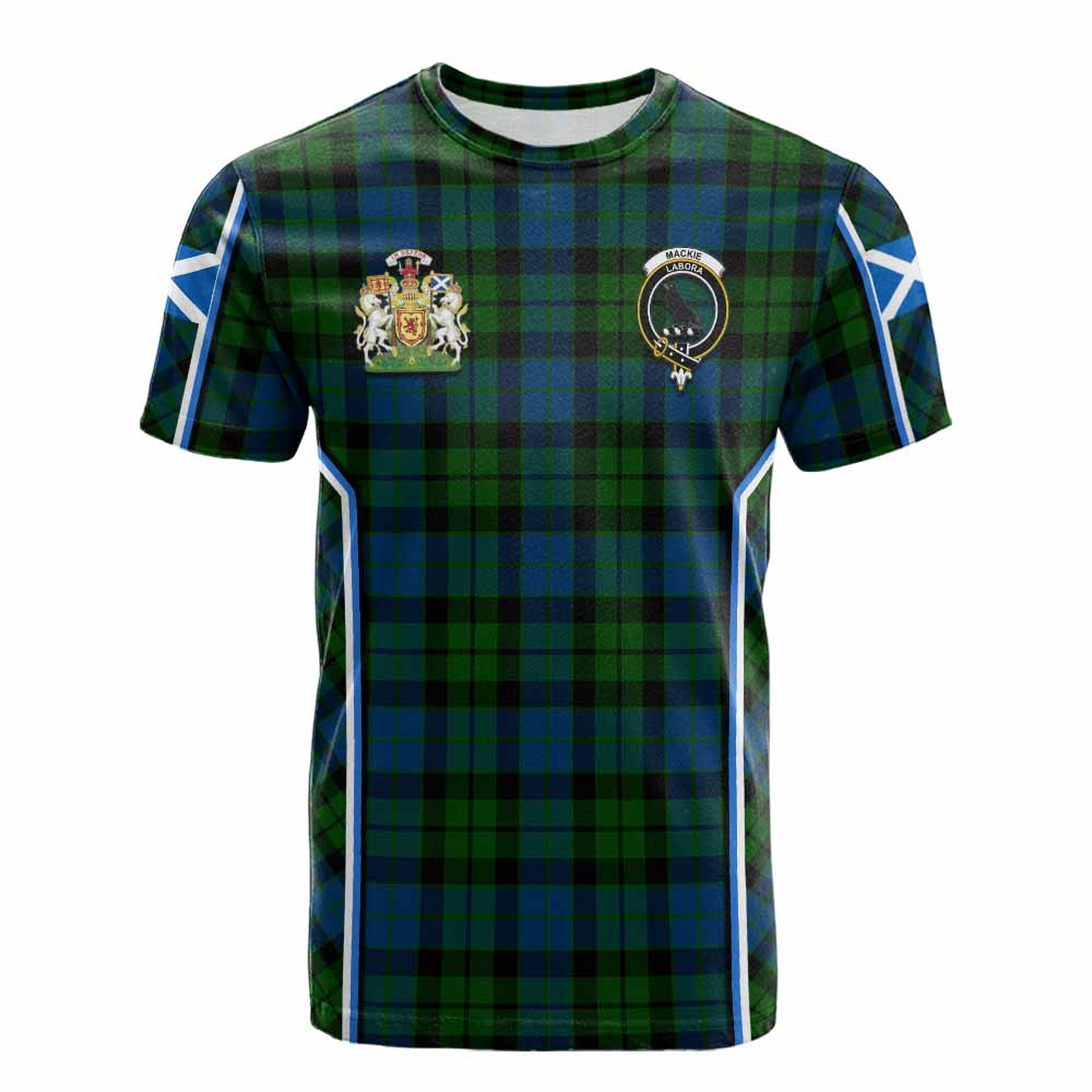 MacKie (McKie) Tartan Crest Cotton T-shirt Scotland Coat of Arm Flag Style - Tartan Vibes Clothing
