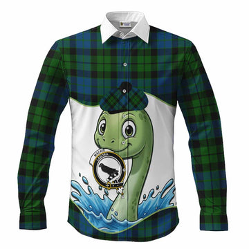MacKie (McKie) Tartan Crest Cute Nessie Long Sleeve Button Shirts Scottish Loch Ness Monster