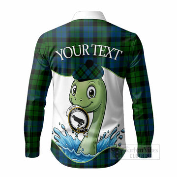 MacKie (McKie) Tartan Crest Cute Nessie Long Sleeve Button Shirts Scottish Loch Ness Monster