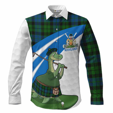 MacKie (McKie) Tartan Crest Golf Nessie Long Sleeve Button Shirts Loch Ness Monster Sporty Style