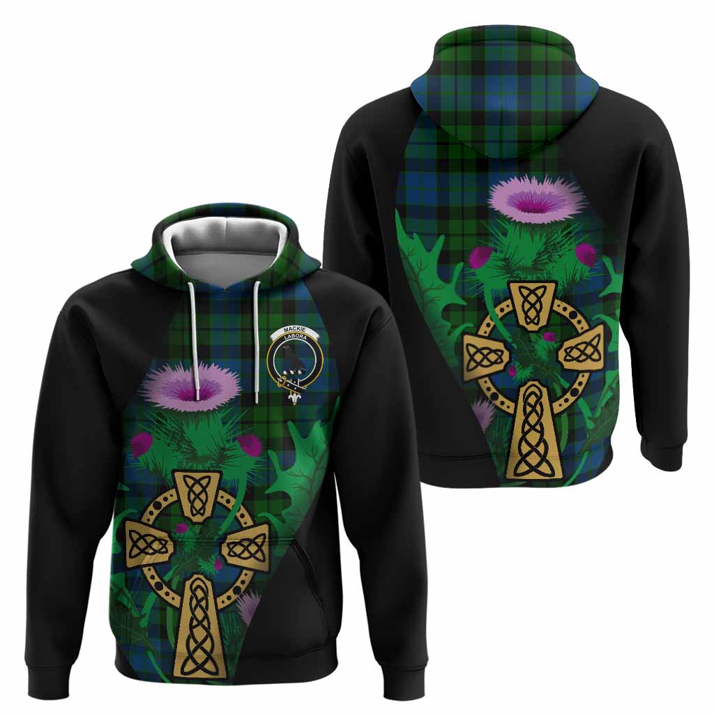 MacKie (McKie) Tartan Crest Hoodie Celtic Cross Thistle Flowers