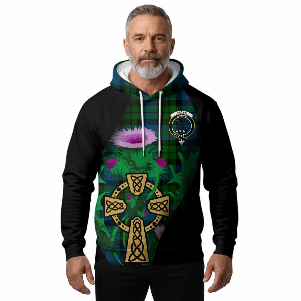MacKie (McKie) Tartan Crest Hoodie Celtic Cross Thistle Flowers