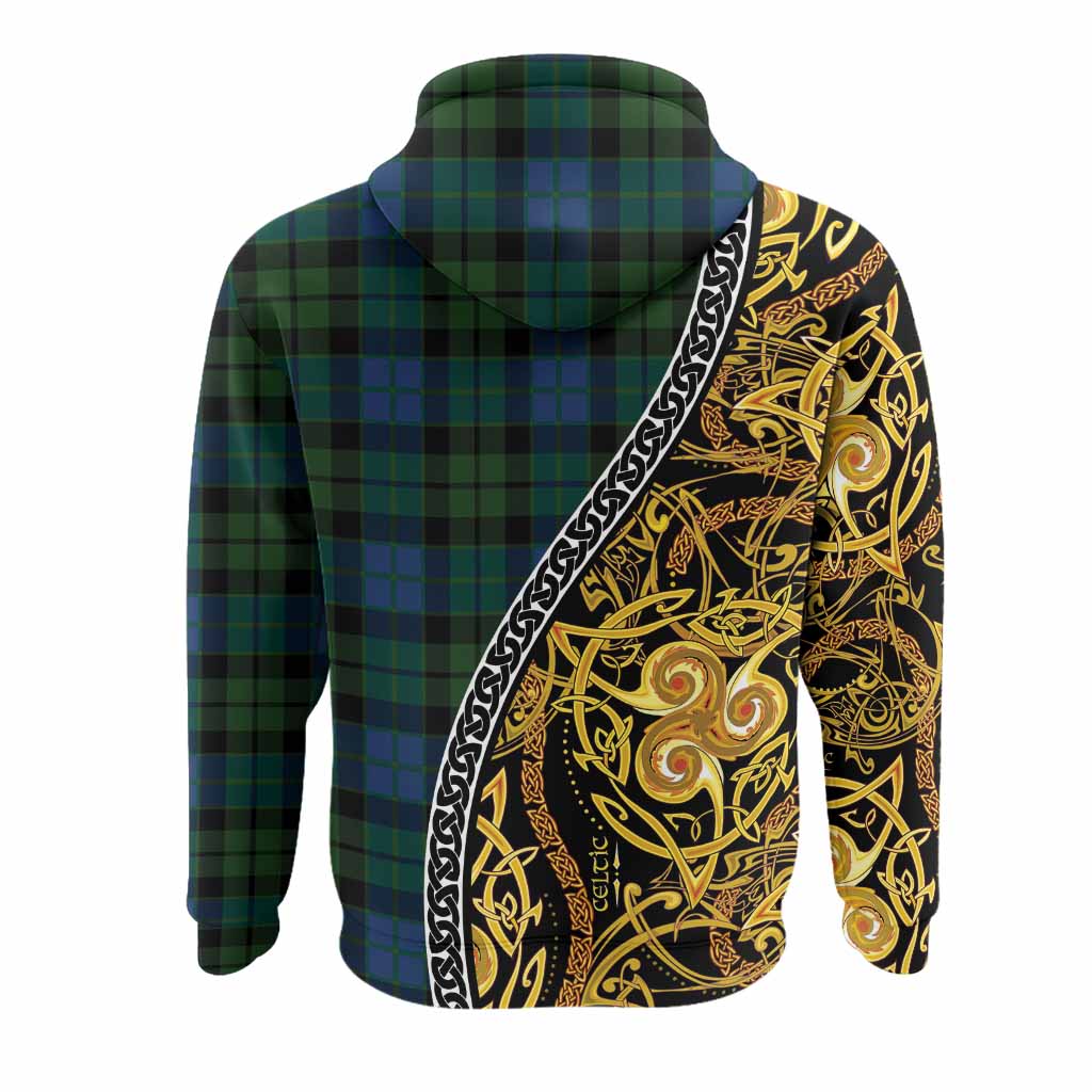 MacKie (McKie) Tartan Crest Hoodie Celtic Knot and Triple Trickle Spiral Symbols