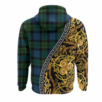 MacKie (McKie) Tartan Crest Hoodie Celtic Knot and Triple Trickle Spiral Symbols