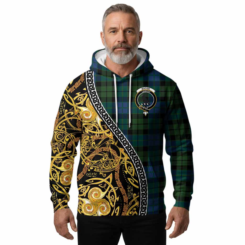 MacKie (McKie) Tartan Crest Hoodie Celtic Knot and Triple Trickle Spiral Symbols