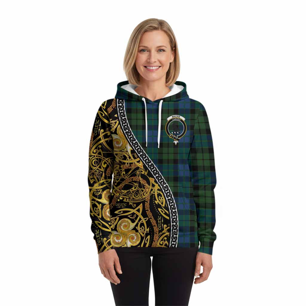 MacKie (McKie) Tartan Crest Hoodie Celtic Knot and Triple Trickle Spiral Symbols