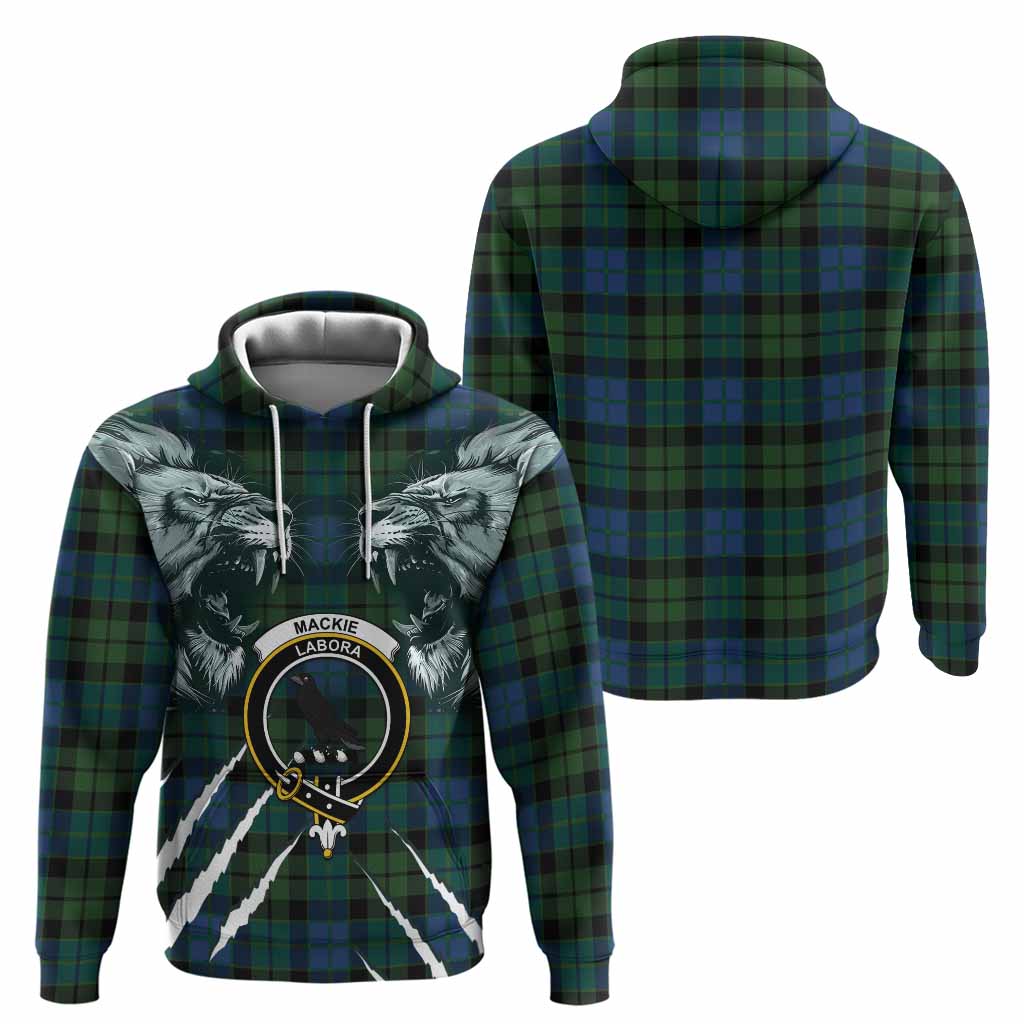 MacKie (McKie) Tartan Crest Hoodie Ferocious Lion Style