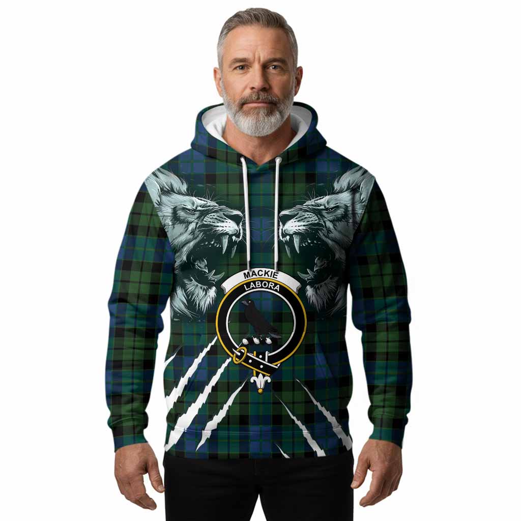 MacKie (McKie) Tartan Crest Hoodie Ferocious Lion Style