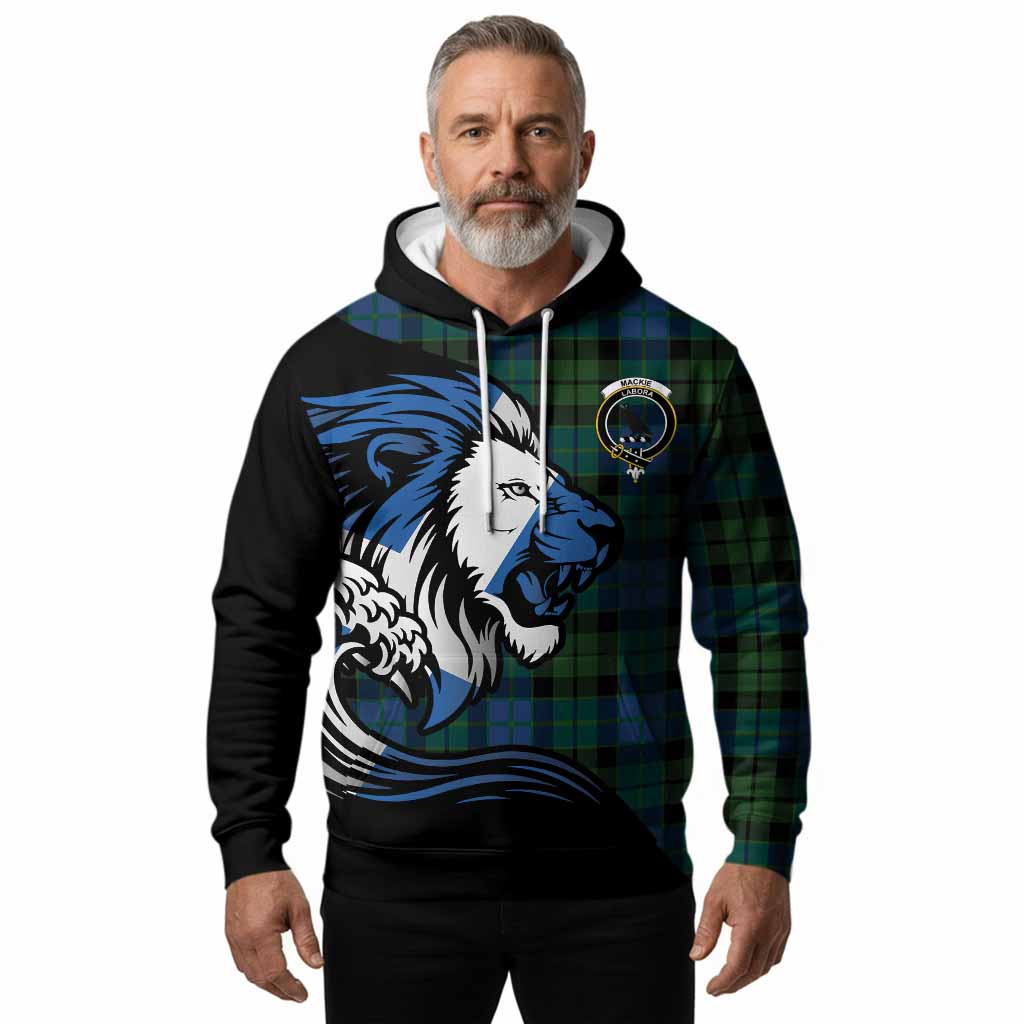 MacKie (McKie) Tartan Crest Hoodie Scottish Golden Lions Wave Flow