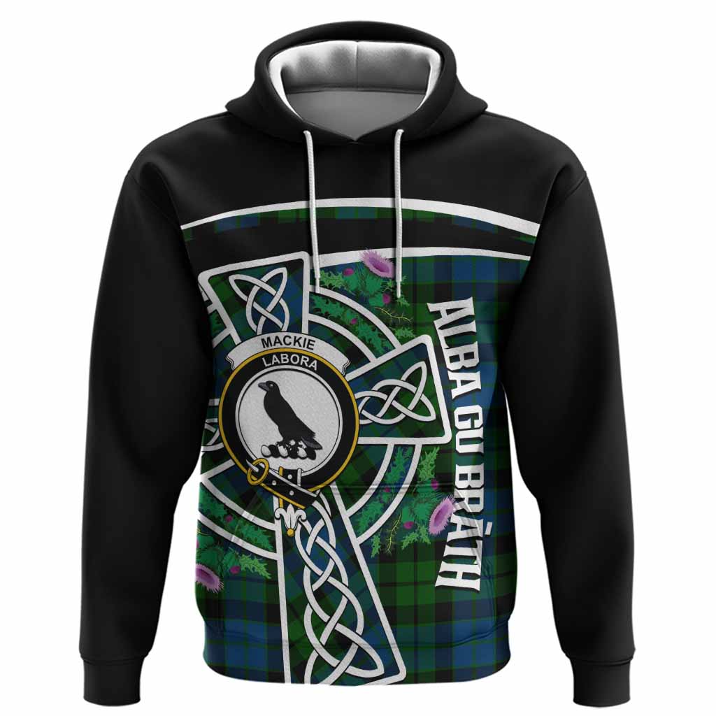 MacKie (McKie) Tartan Crest Hoodie Scottish Thistle Celtic Cross Alba Gu Brath