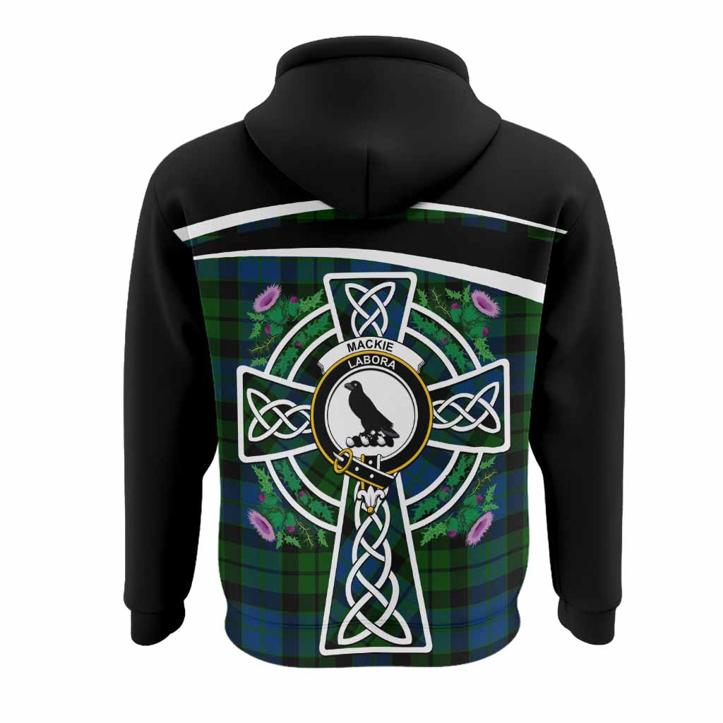 MacKie (McKie) Tartan Crest Hoodie Scottish Thistle Celtic Cross Alba Gu Brath